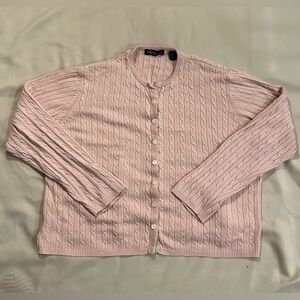 Vintage Valerie Stevens Pastel Baby Pink Button Down Knit Cardigan - XL